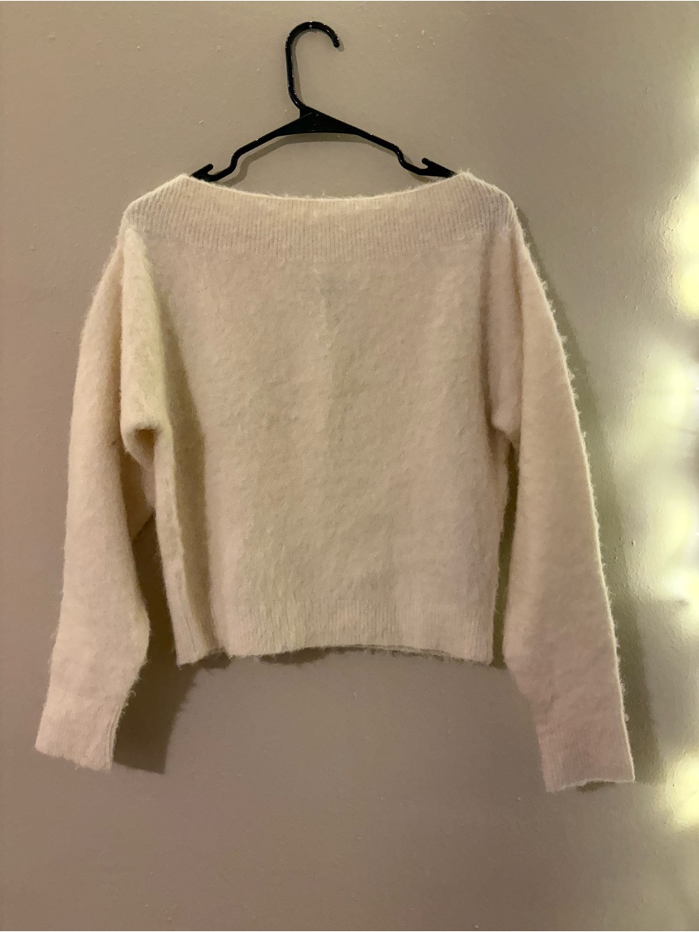 Soft Cream Women's Fuzzy Boatneck Sweater